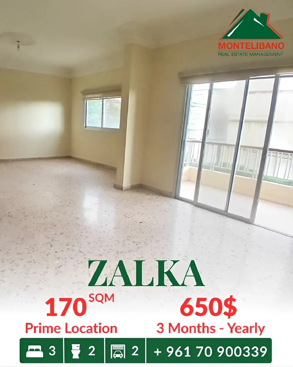 Apartment for rent in Zalqa, Lebanon - 3 bed, 2 bath