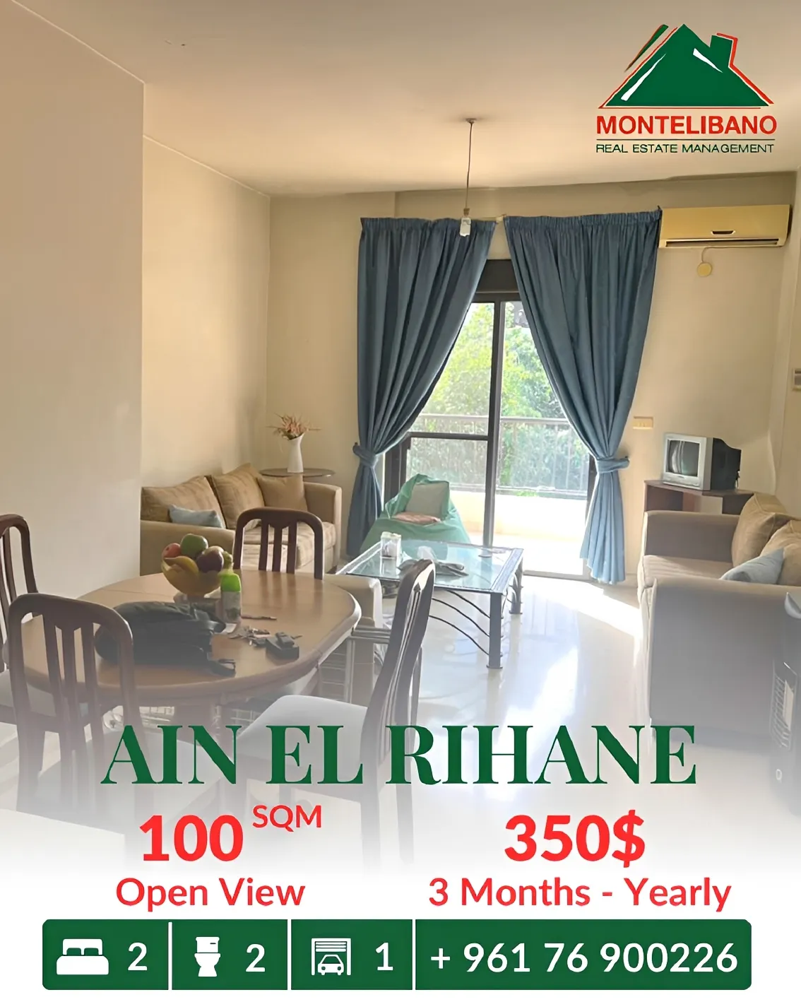 Apartment for rent in Ain El Rihaneh, Lebanon - 2 bed, 2 bath