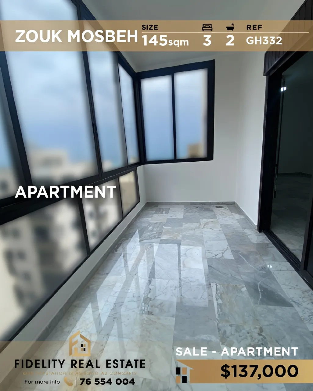 Apartment for sale in Zouk Mosbeh, Lebanon - 3 bed, 2 bath