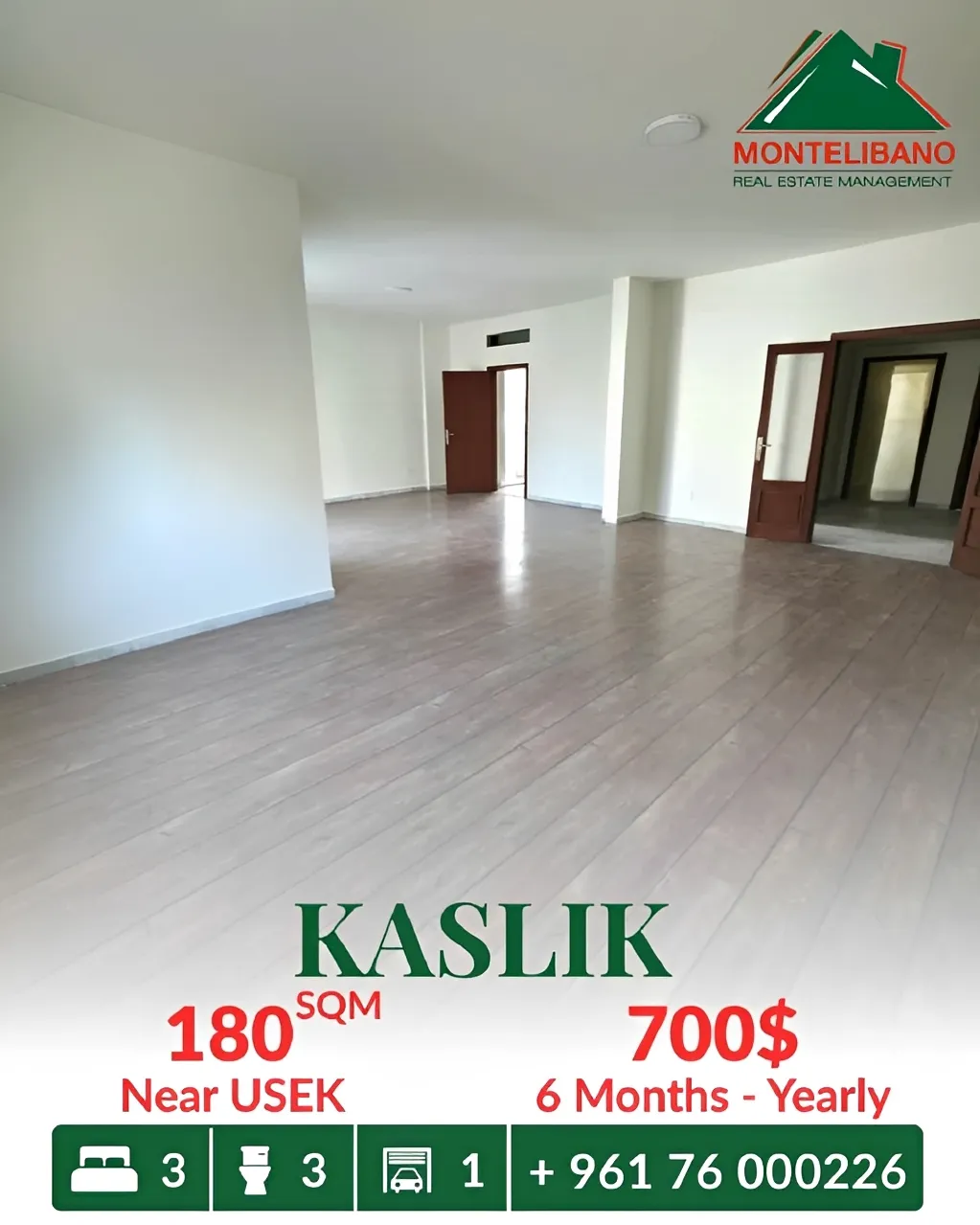 Apartment for rent in Kaslik
