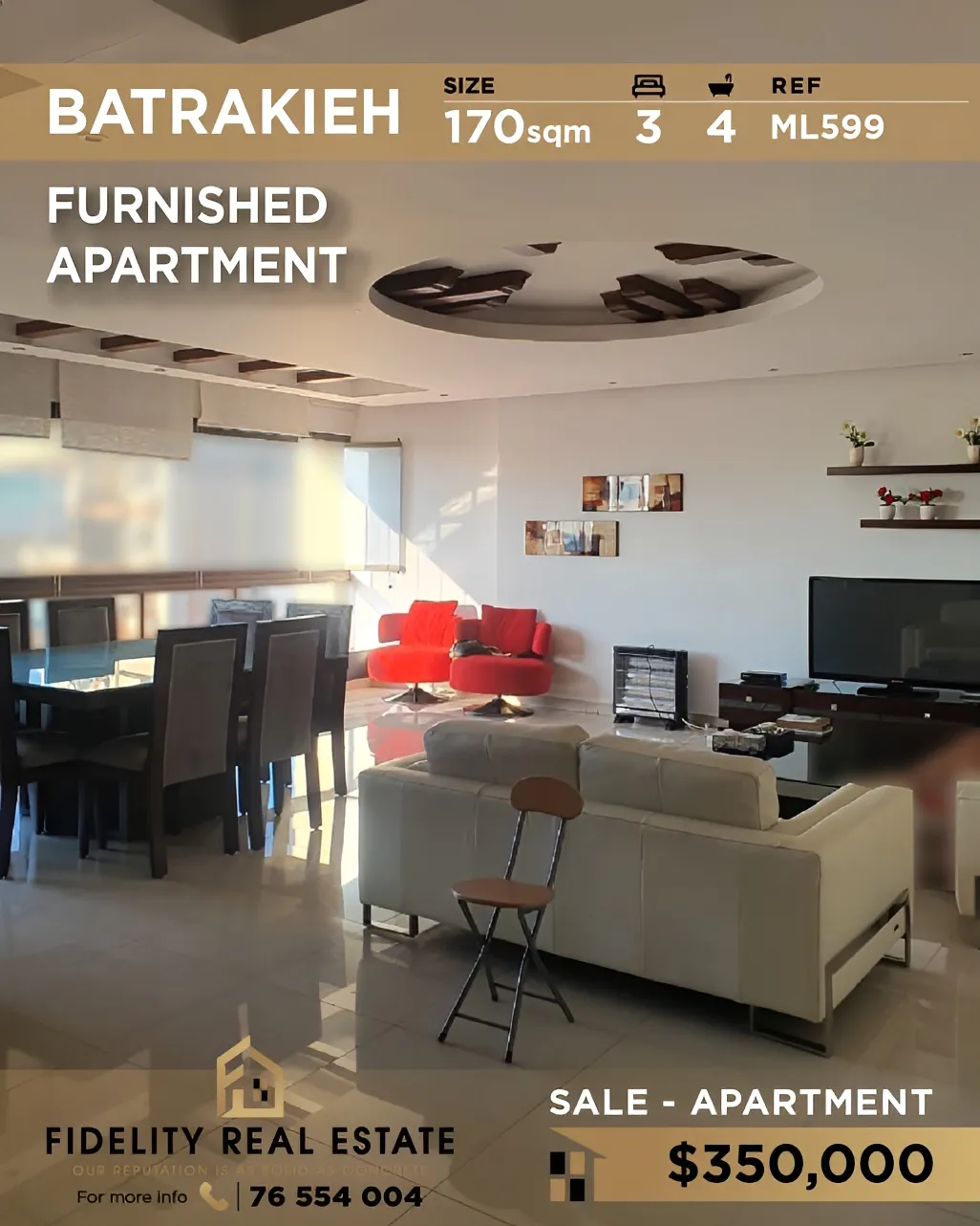 Apartment for sale in Patrakyieh, Bayrut, Lebanon - 3 bed, 4 bath