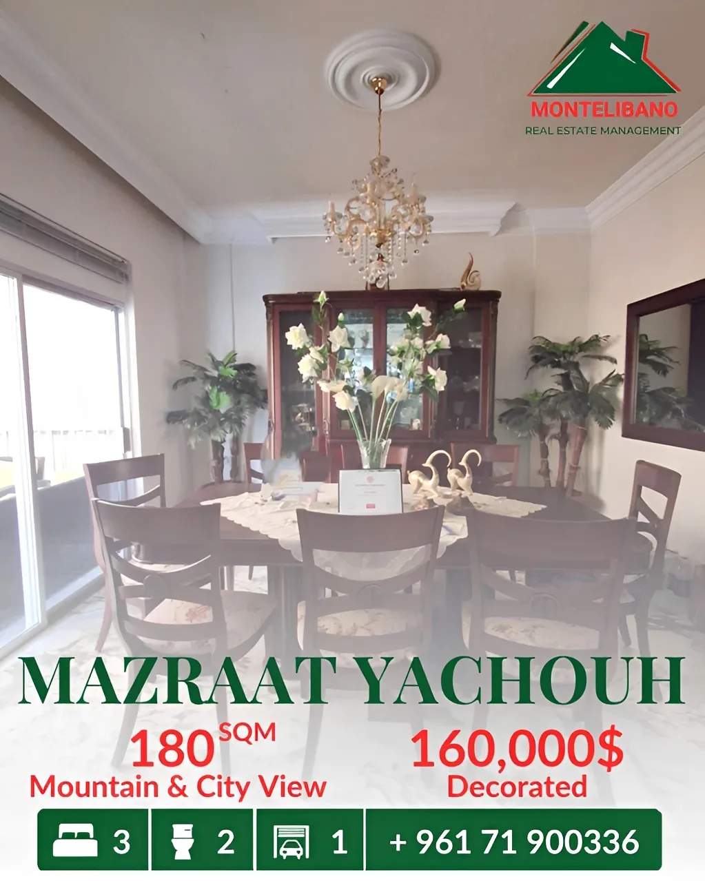 Apartment for sale in Mazraat Yachoua, Lebanon