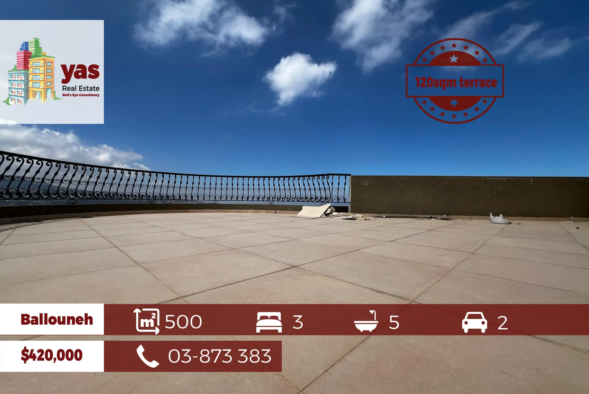 Apartment for Sale in Ballouneh - 3 bed, 5 bath
