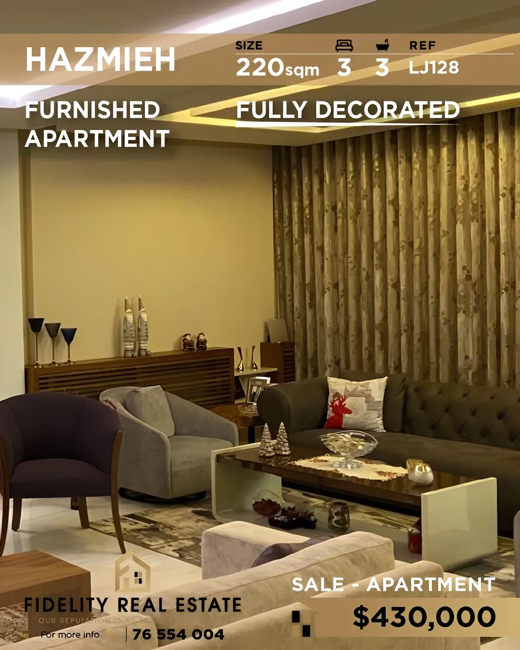 Apartment for sale in Hazmieh, Lebanon - 3 bed, 3 bath