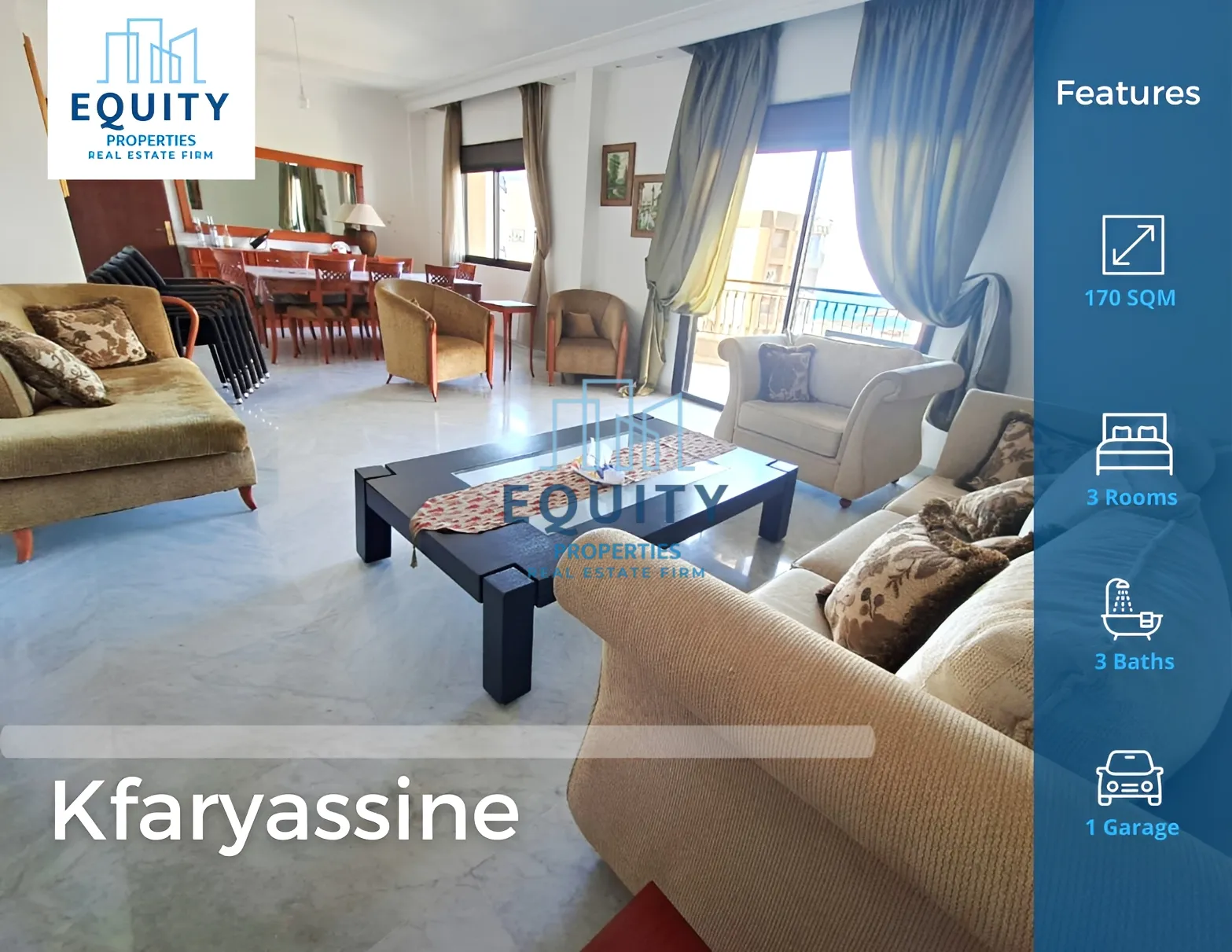 Apartment for rent in Kfar Yassine, Lebanon - 3 bed, 3 bath