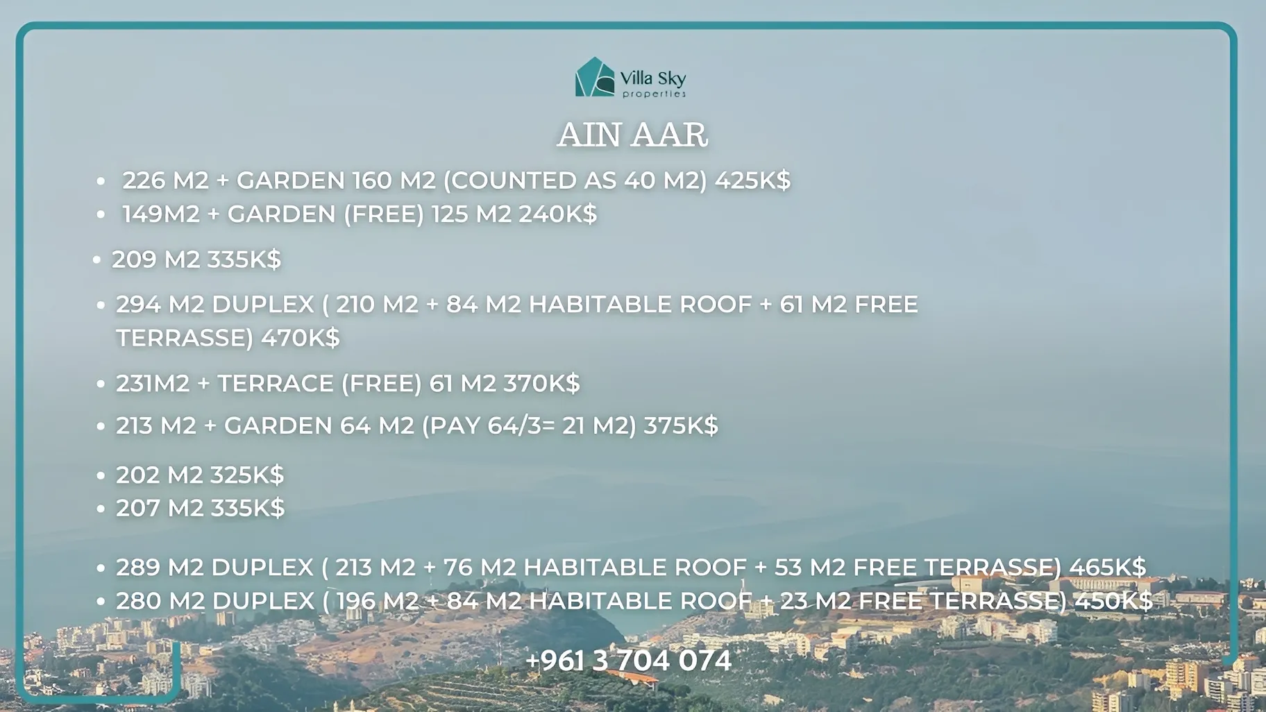 Apartment for Sale in Ain Aar, Lebanon