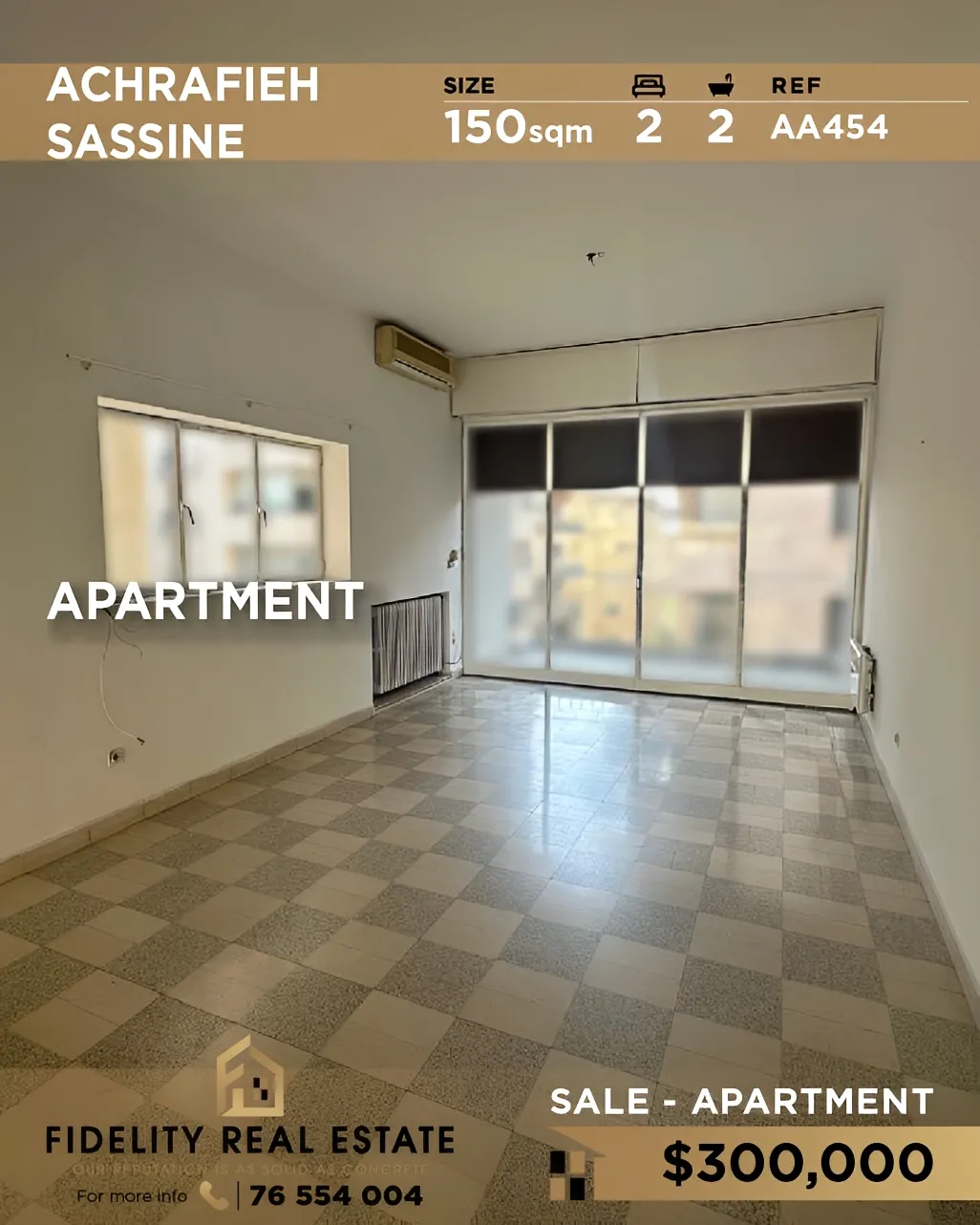 Apartment for sale in Achrafieh, Beirut, Lebanon - 2 bed, 2 bath