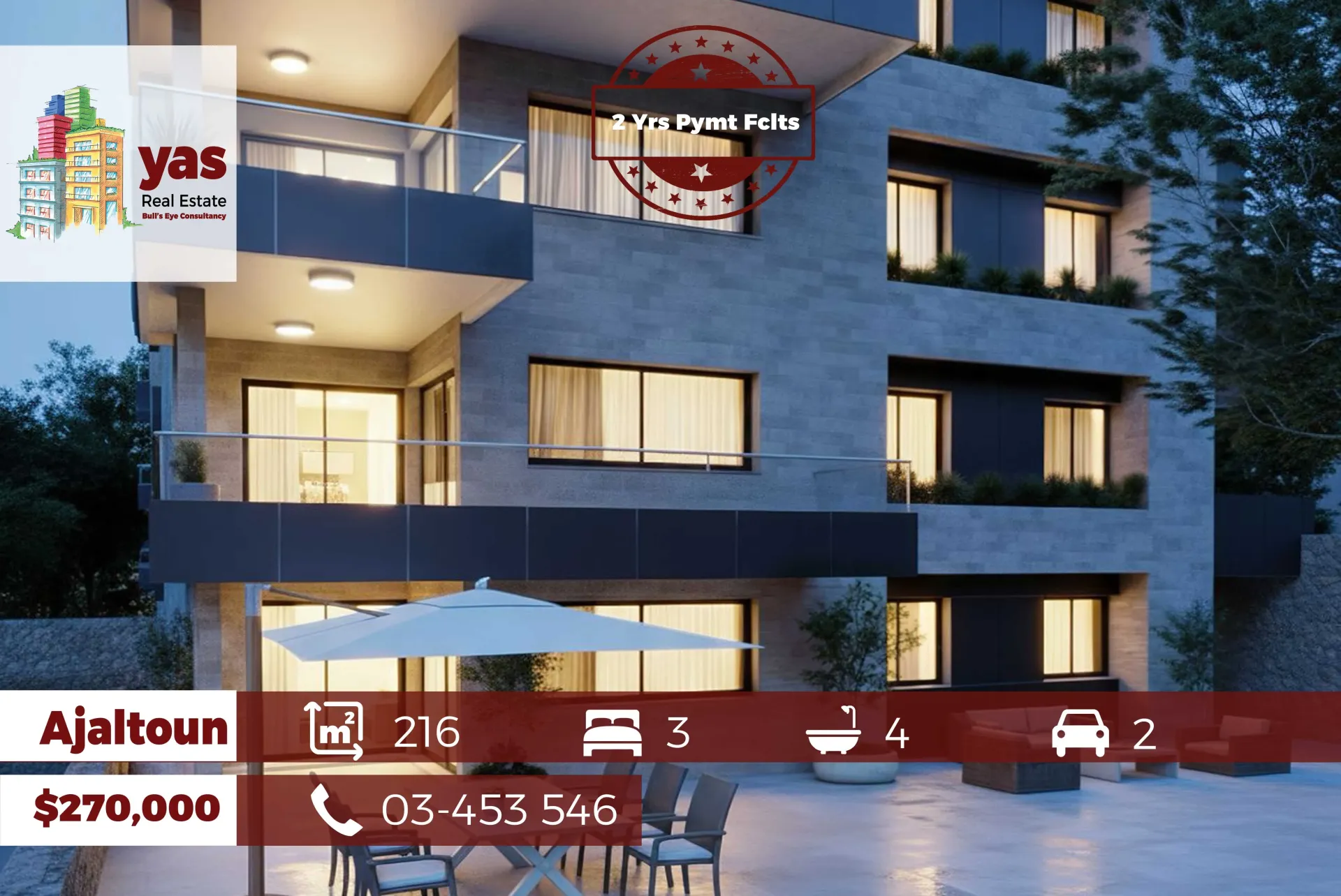 Apartment for Sale in Ajaltoun - 3 bed, 4 bath