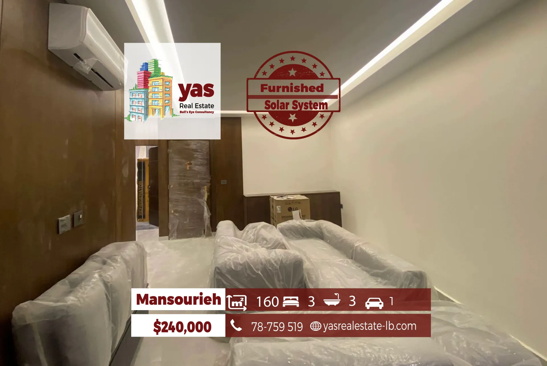 Apartment for Sale in Mansourieh - 3 bed, 3 bath