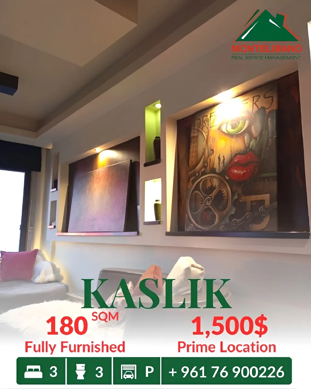 Apartment for rent in Kaslik, Lebanon