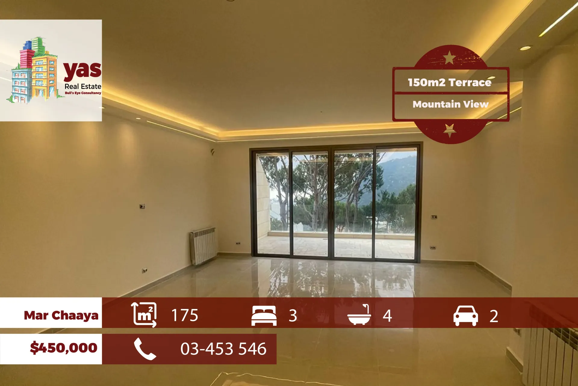 Apartment for Sale in Mar Chaaya - 3 bed, 4 bath