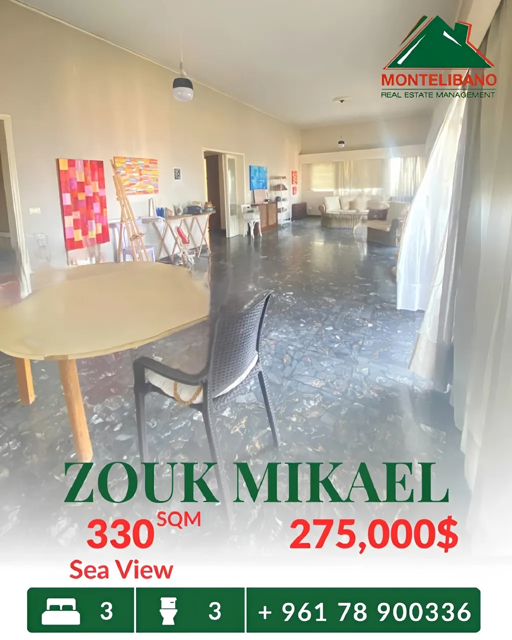 Apartment for sale in Zouk Mikael