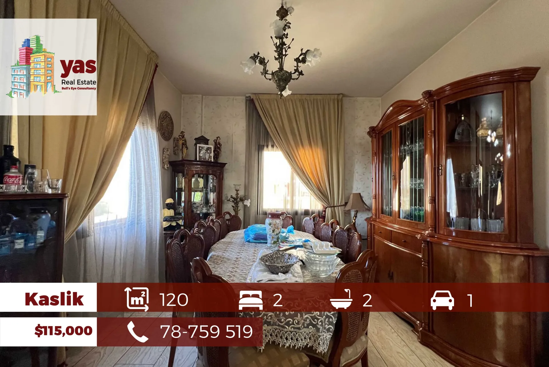 Apartment for Sale in Kaslik - 2 bed, 2 bath