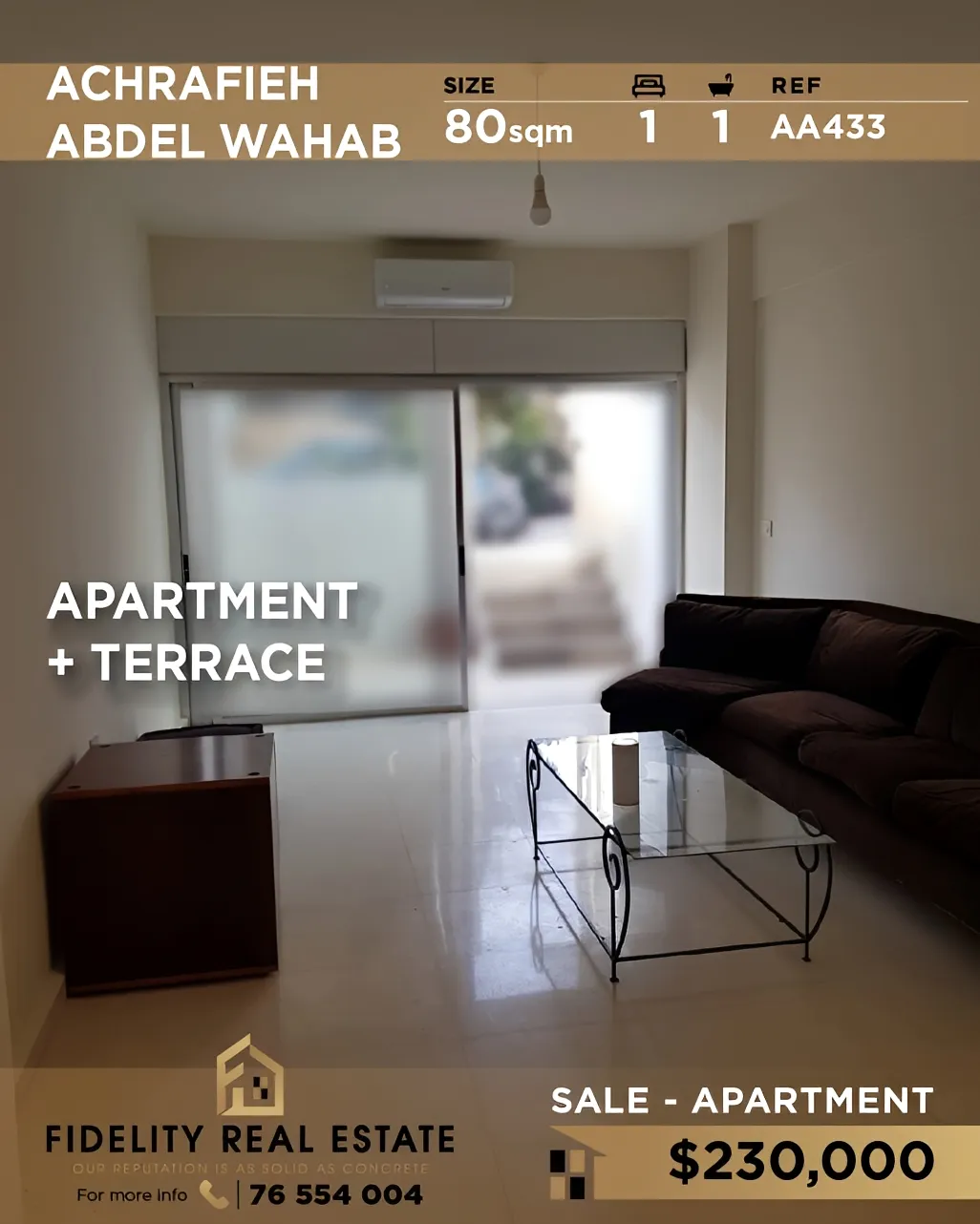 Apartment for sale in Achrafieh, Beirut, Lebanon - 1 bed, 1 bath