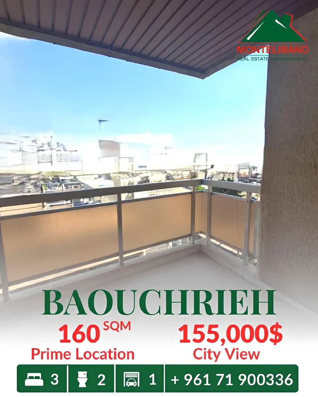 Apartment for sale in Baouchriyeh, Lebanon - 3 bed, 2 bath