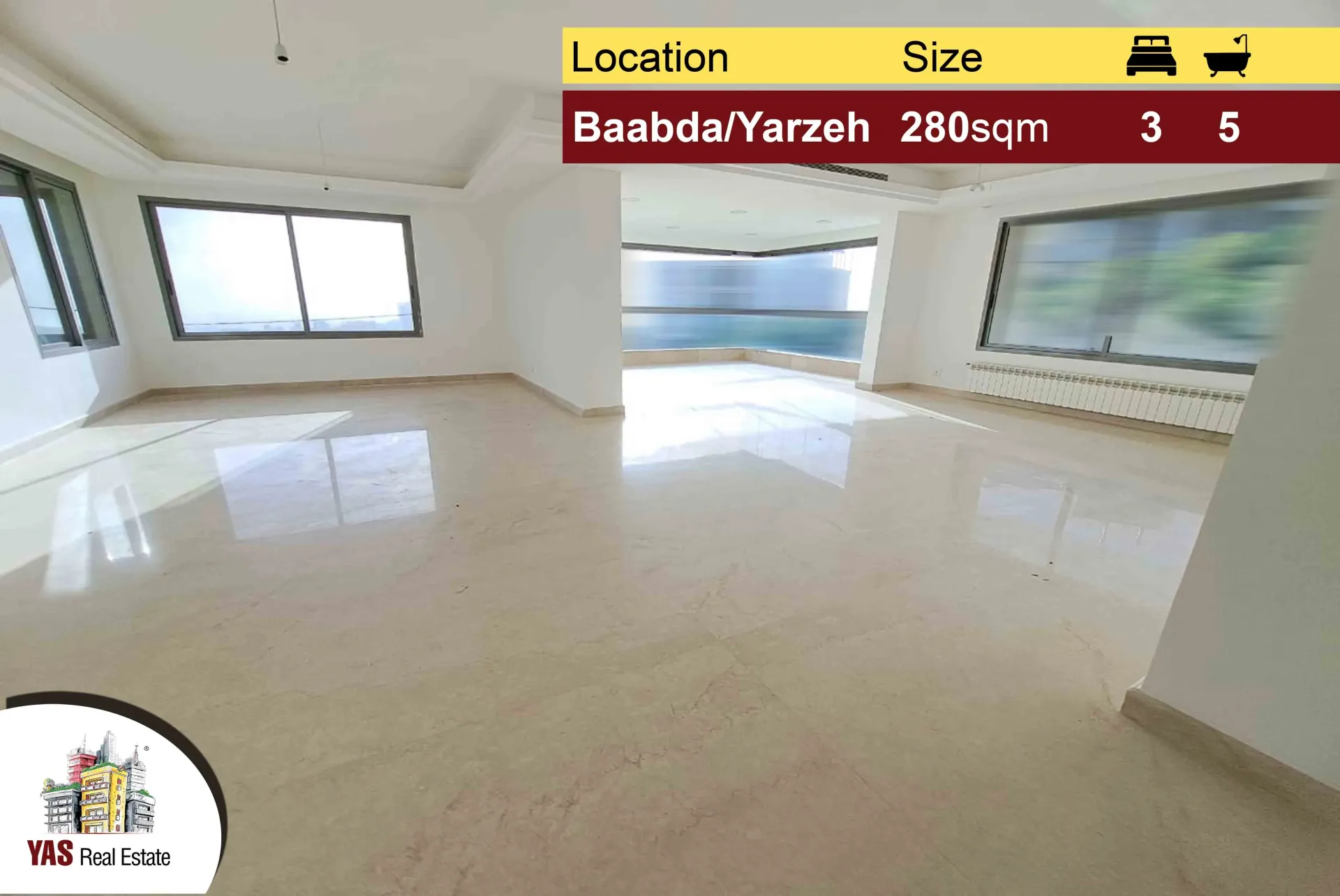 Apartment for Sale in Baabda - 3 bed, 5 bath