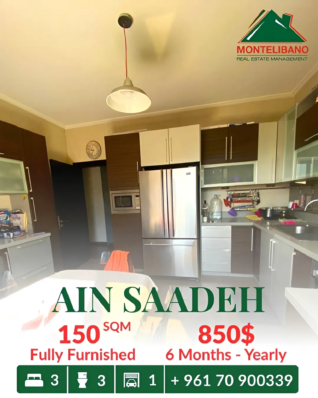 Apartment for rent in Ain Saadeh, Lebanon