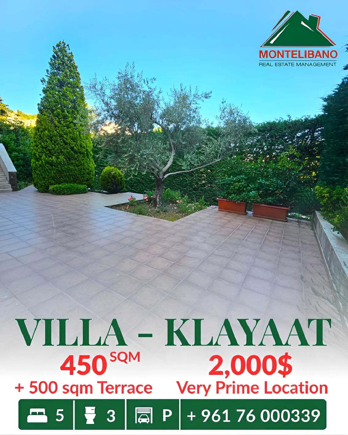 Villa for rent in Qlayaat, Lebanon - 5 bed, 3 bath