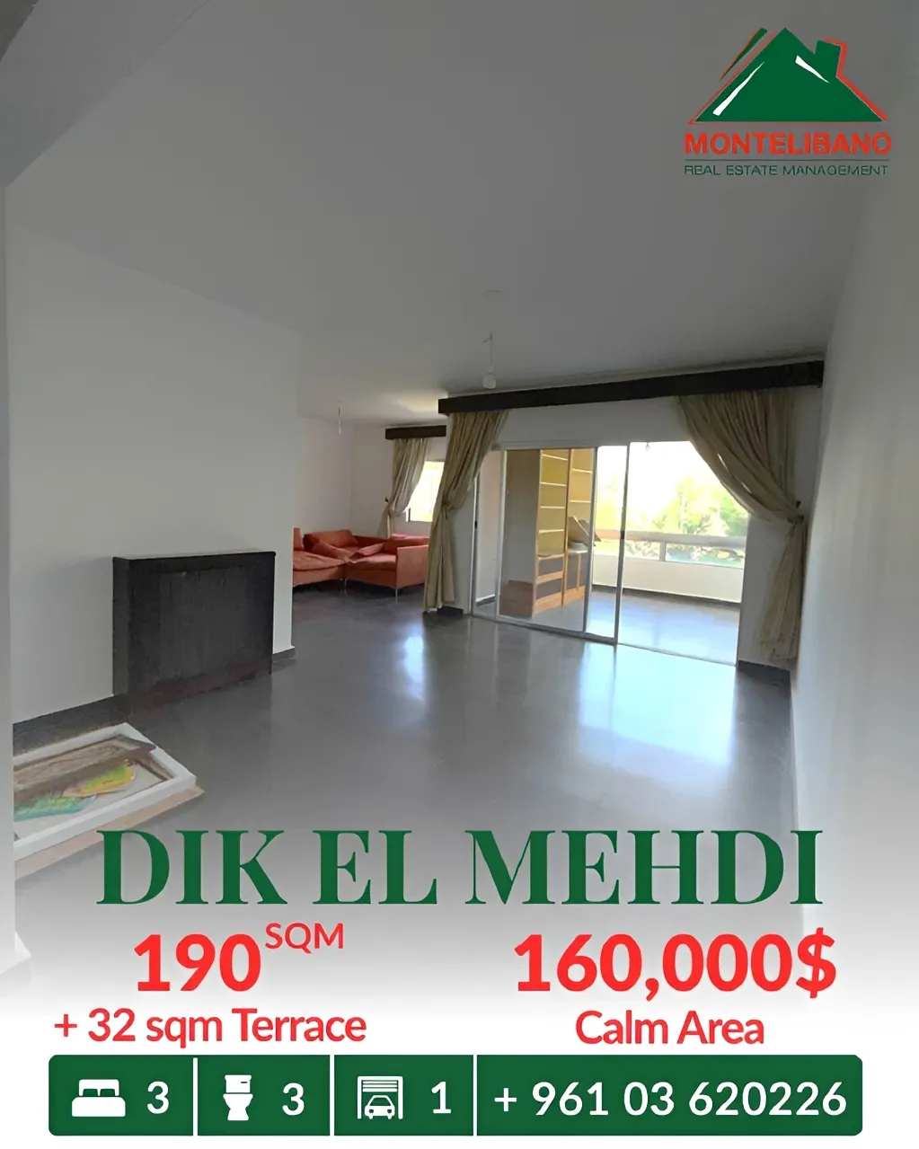 Apartment for sale in Dik El Mehdi, Lebanon - 3 bed, 3 bath