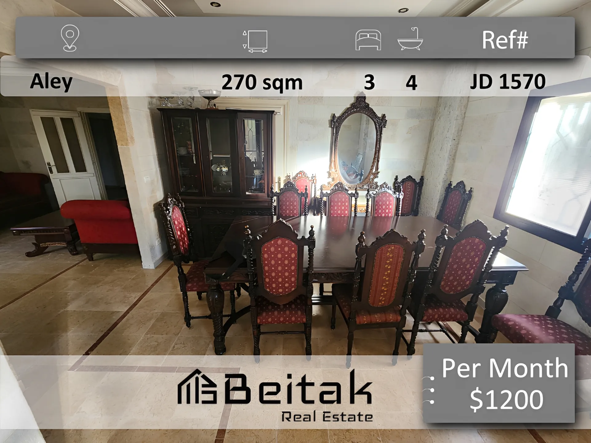 Apartment for rent in Aley, lebanon - 3 bed, 4.0 bath