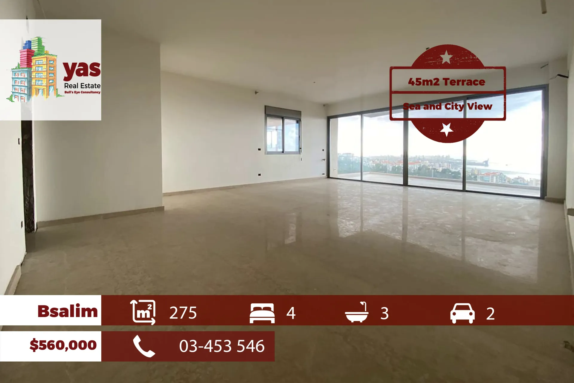 Apartment for Sale in Bsalim - 4 bed, 3 bath