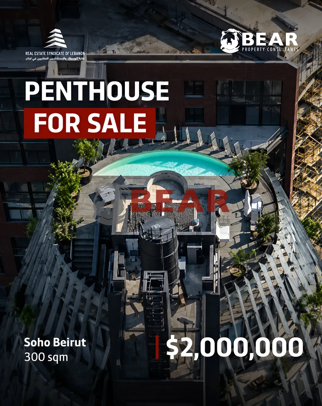 Penthouse for sale in Soho, Achrafieh, Lebanon - 3 bed, 3.5 bath