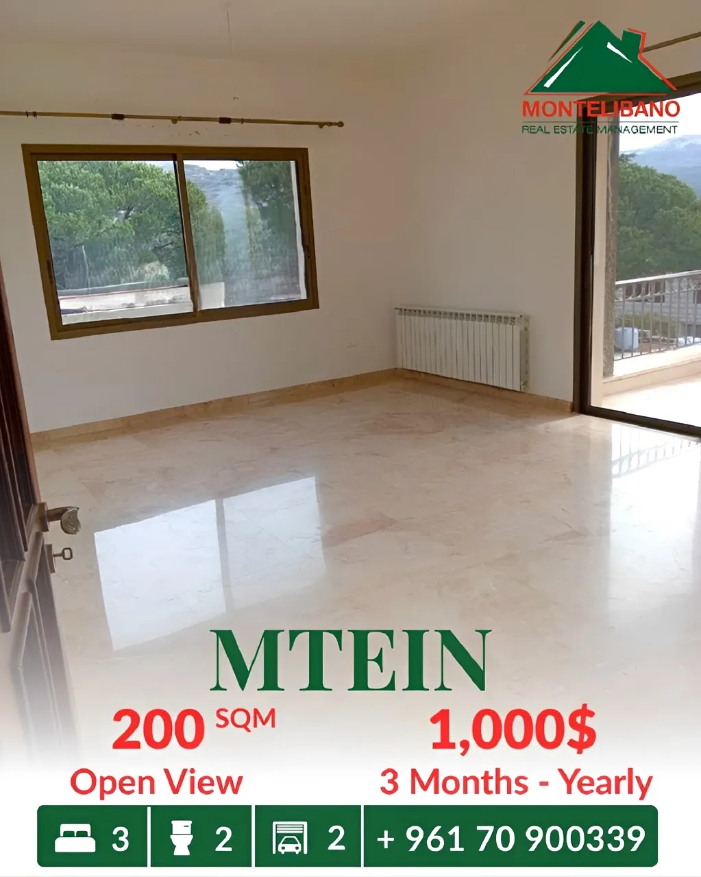Apartment for rent in Mtein, Lebanon