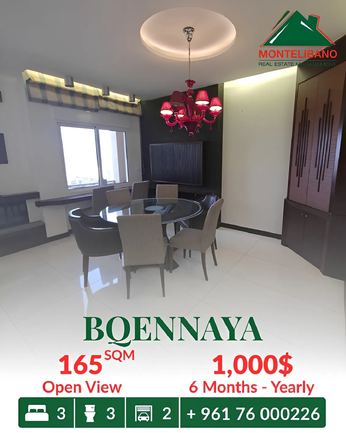 Apartment for rent in Bqennaya, Lebanon