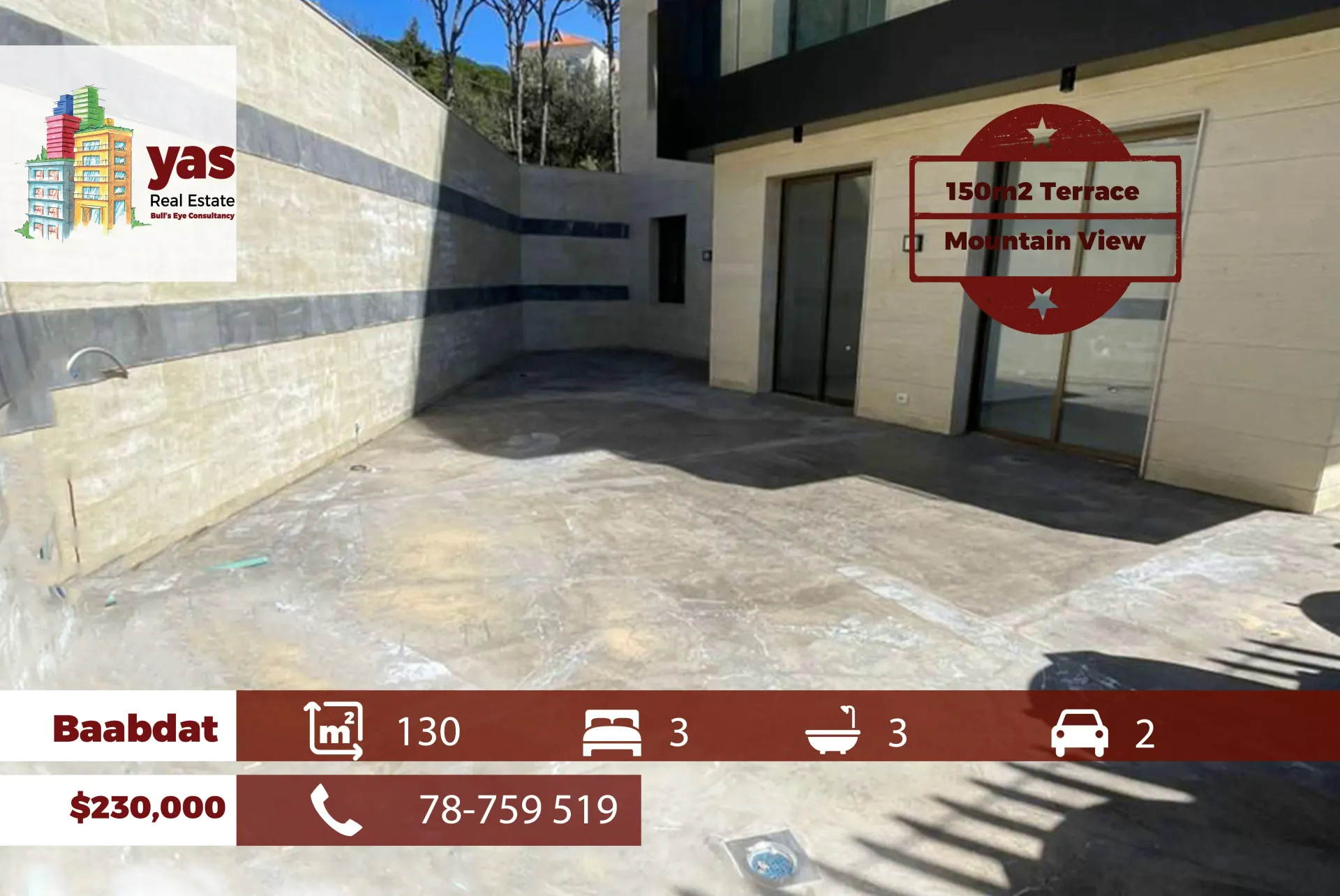 Apartment for Sale in Baabdat - 3 bed, 3 bath