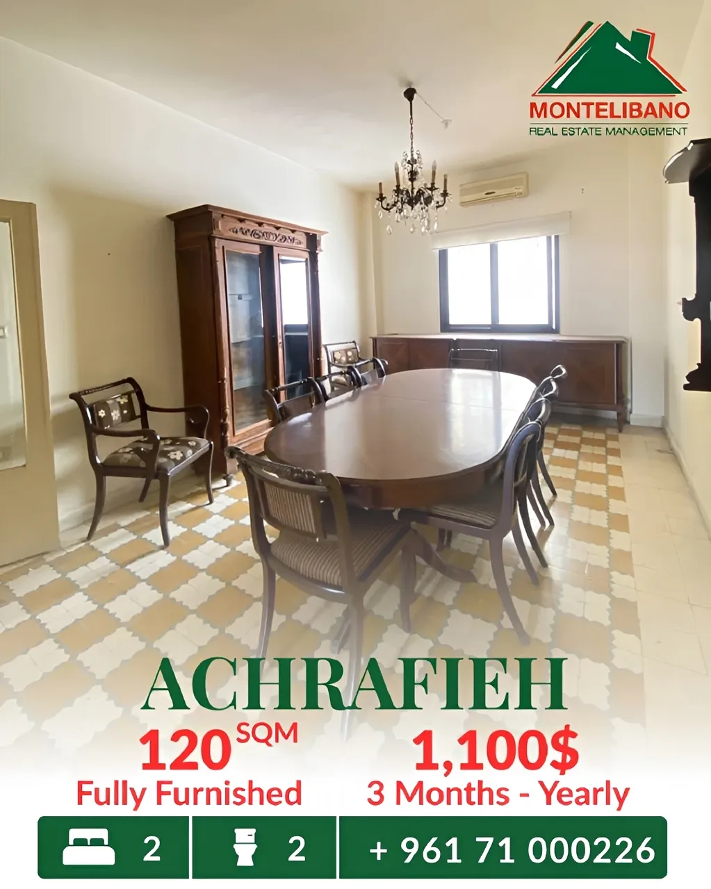 Apartment for rent in Achrafieh