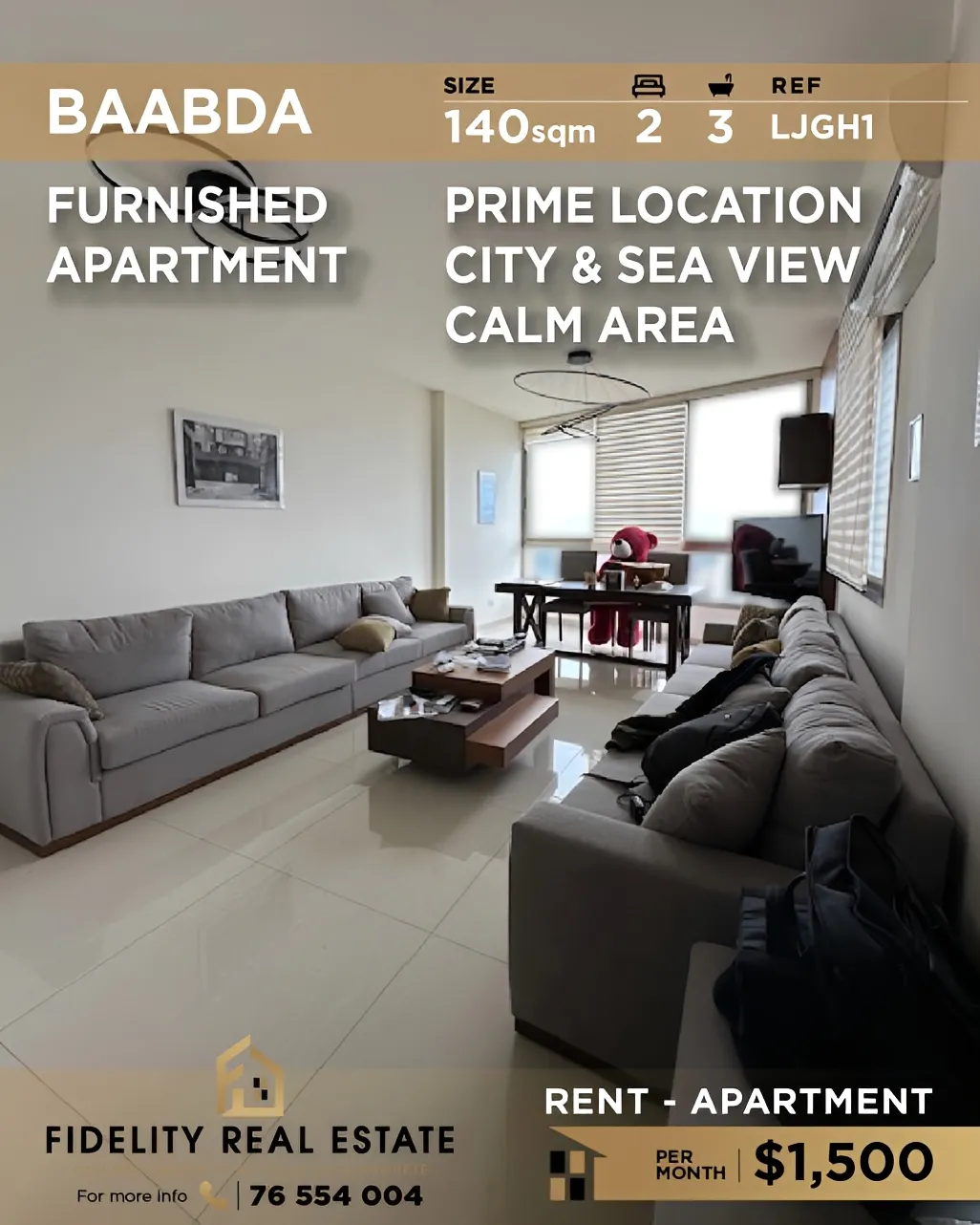 Apartment for rent in Baabda, Lebanon - 2 bed, 3 bath