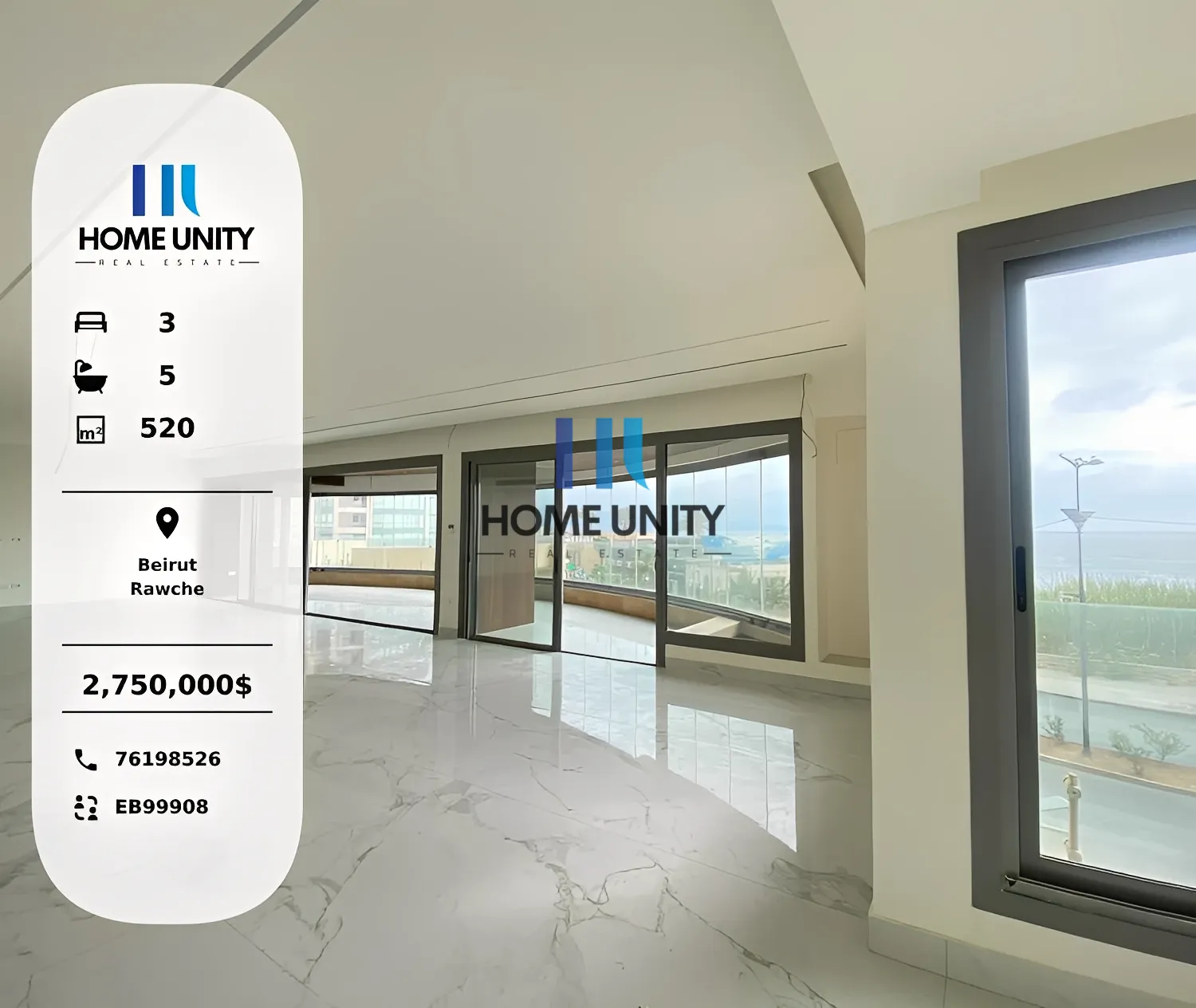 Apartment in Raoucheh, beirut, lebanon - 3 bed, 5.0 bath