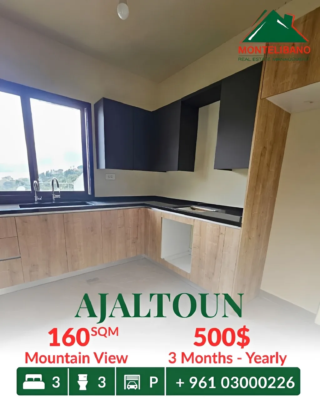 Apartment for rent in Ajaltoun