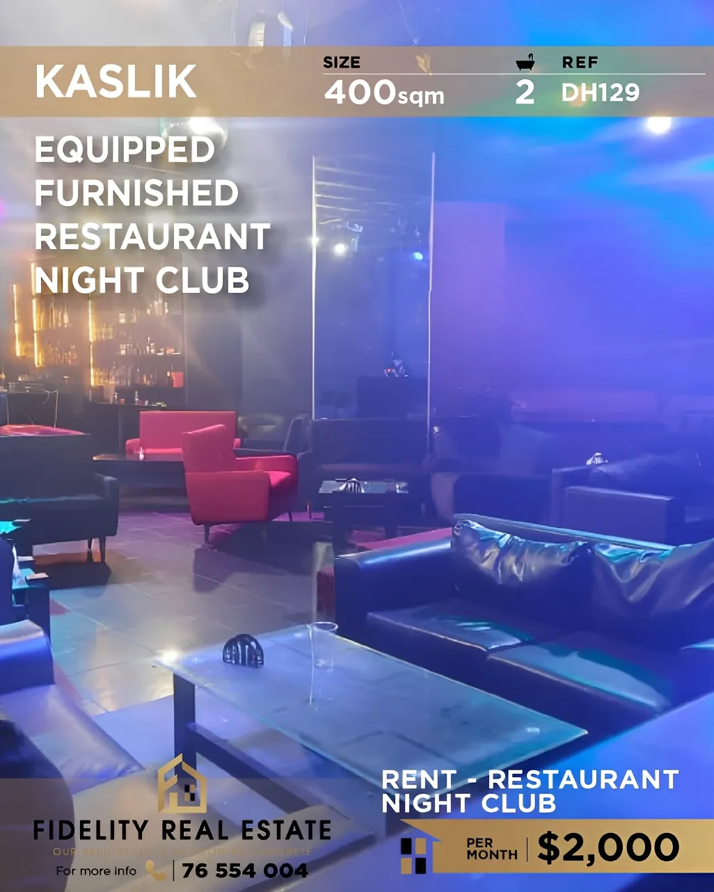 Restaurant for rent in Kaslik, Lebanon