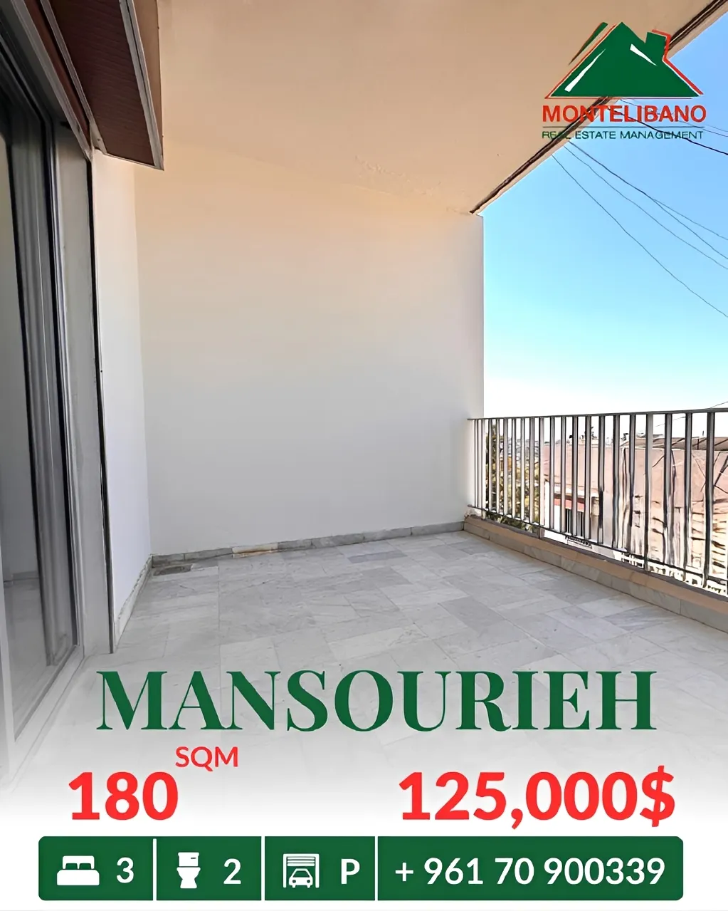 Apartment for sale in Mansourieh, Lebanon - 3 bed, 2 bath