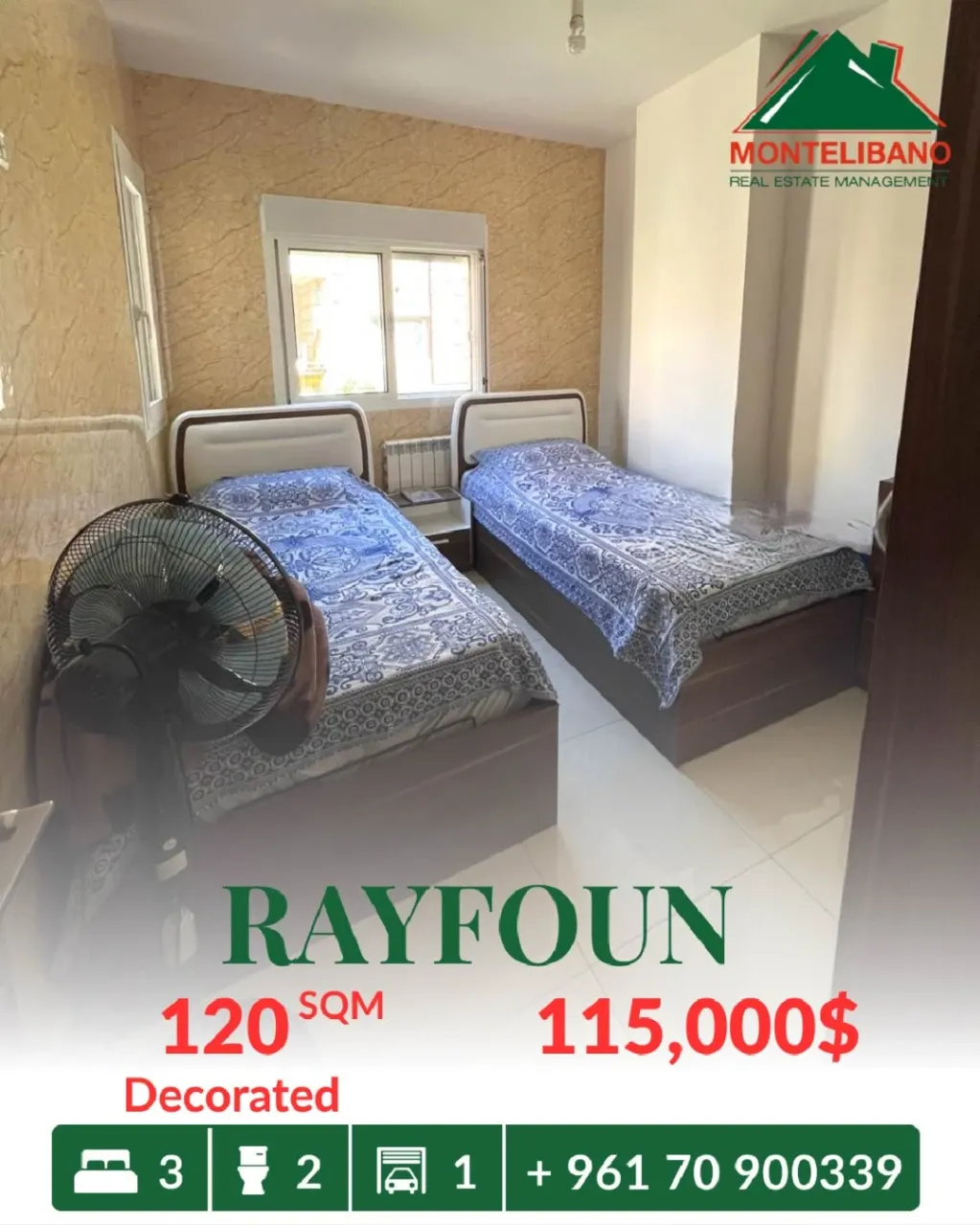 Apartment for sale in Rayfoun, Lebanon