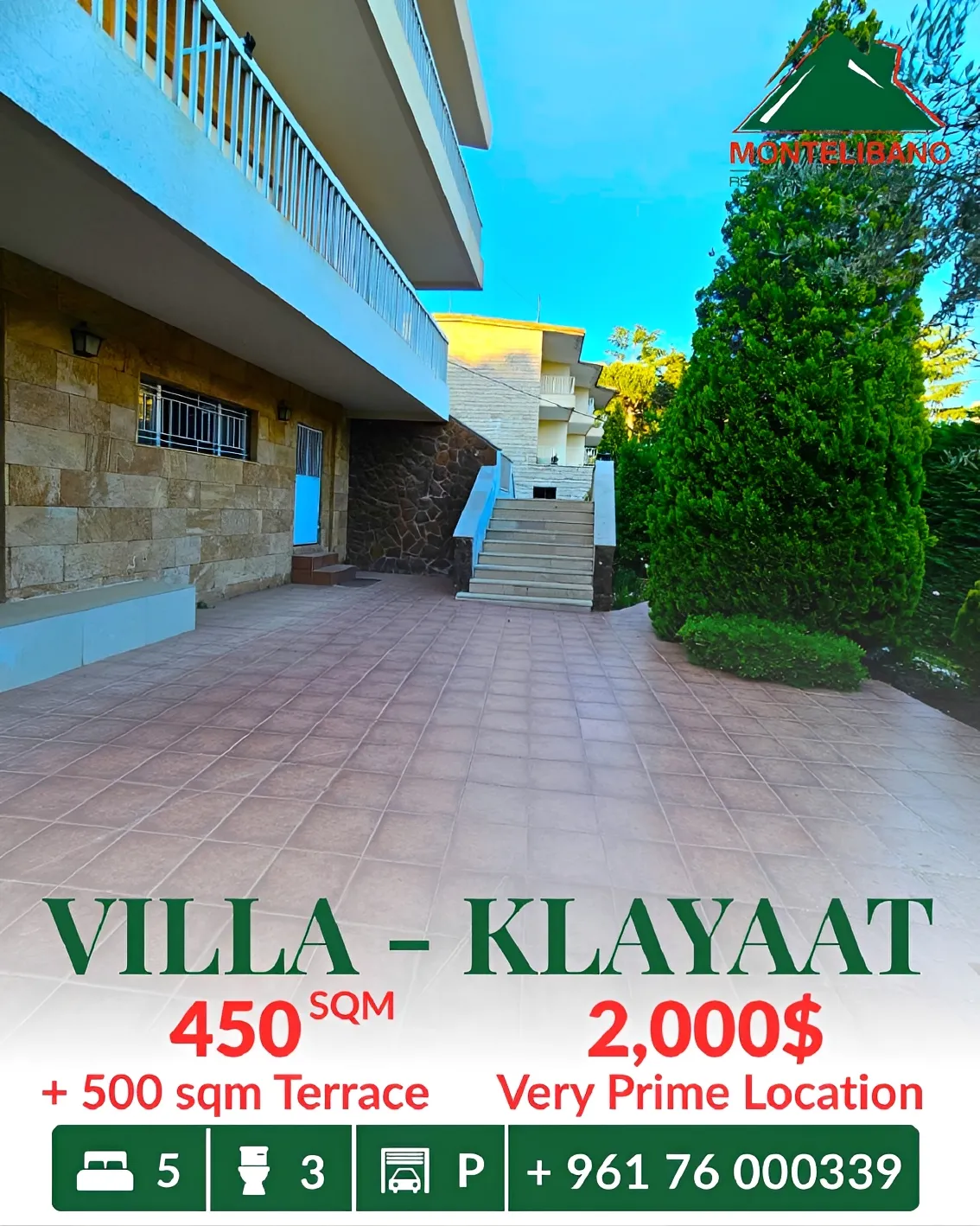 Villa for rent in Qlayaat, Lebanon - 5 bed, 3 bath