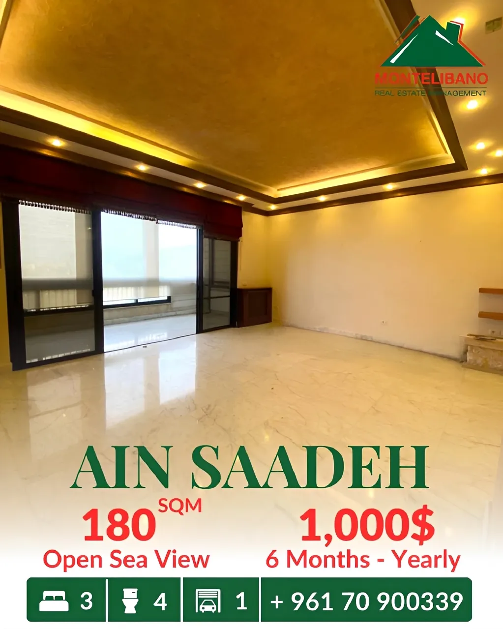 Apartment for rent in Ain Saadeh, Lebanon - 3 bed, 4 bath