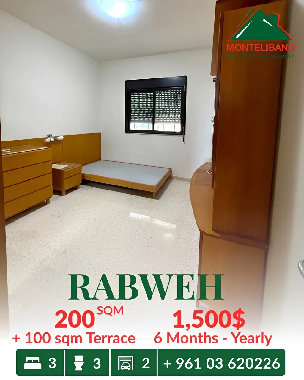 Apartment for rent in Rabweh, Bayrut, Lebanon