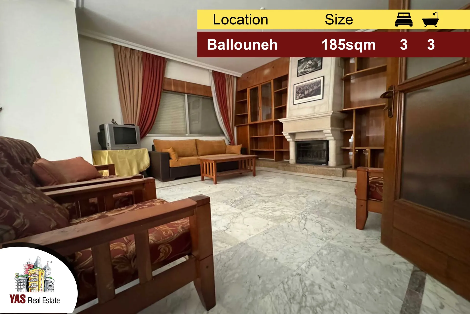 Apartment for Sale in Ballouneh - 3 bed, 3 bath