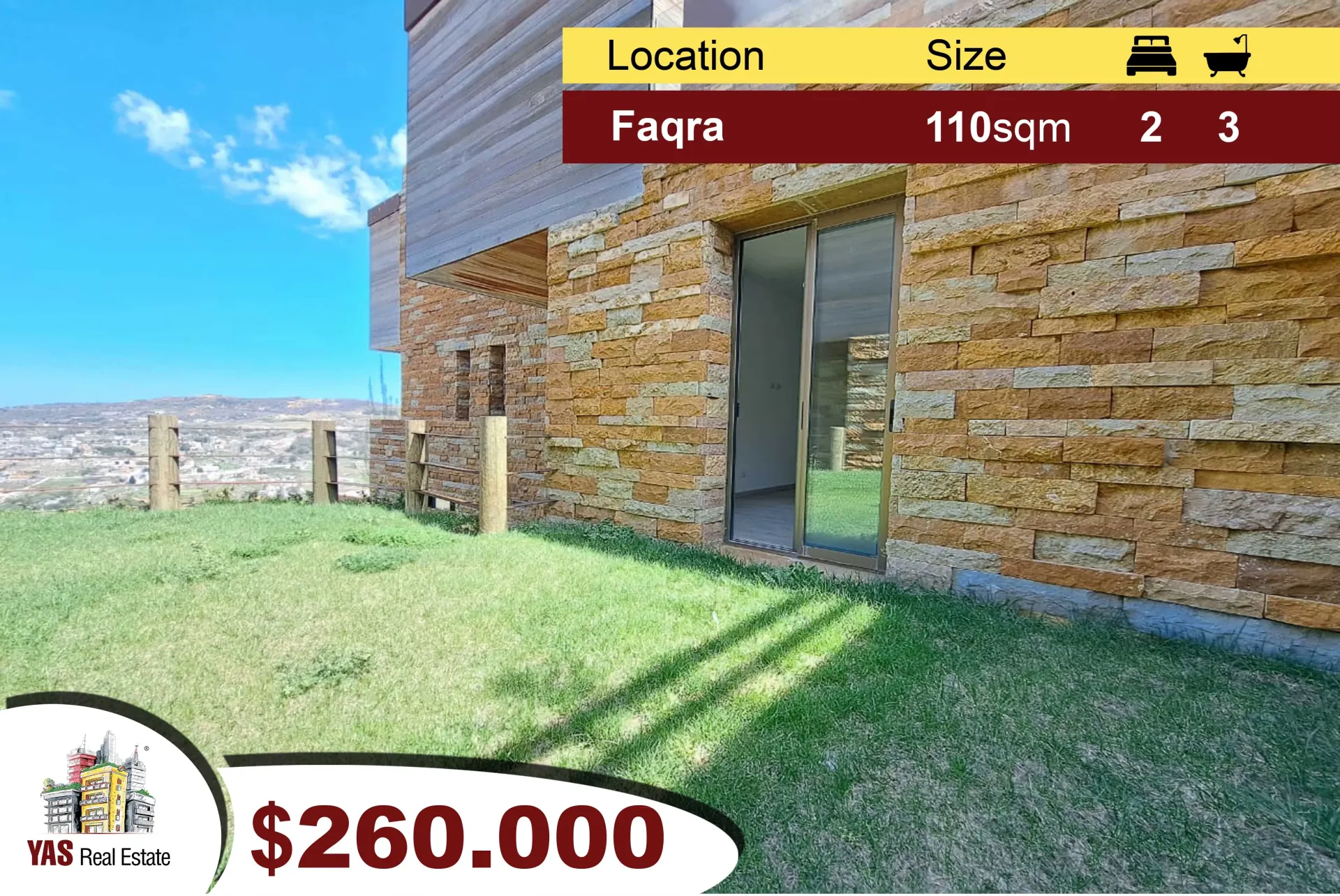 Duplex for Sale in Faqra - 2 bed, 3 bath