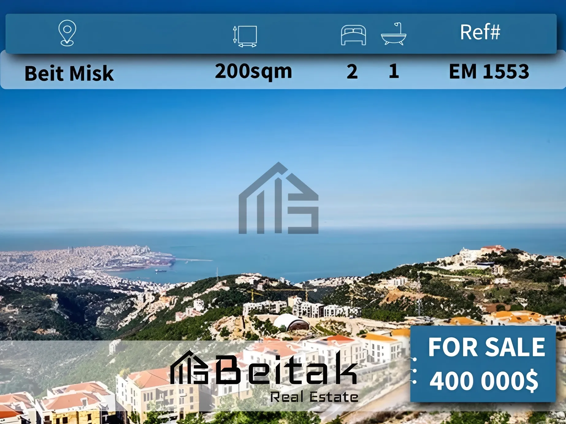 Apartment for sale in Beit Misk، Lebanon - 2 bed, 3 bath