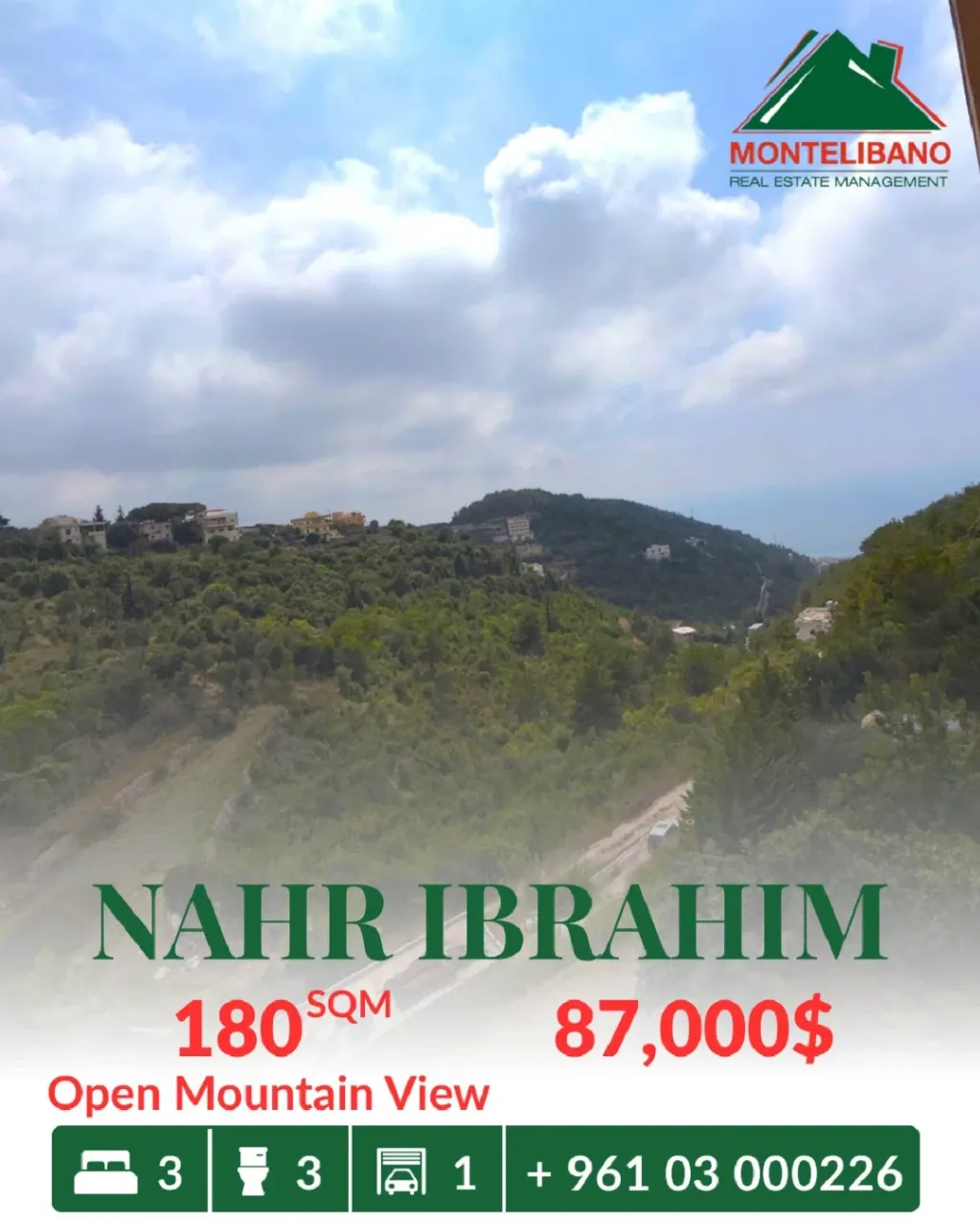 Apartment for sale in Nahr Ibrahim, Lebanon - 3 bed, 3 bath