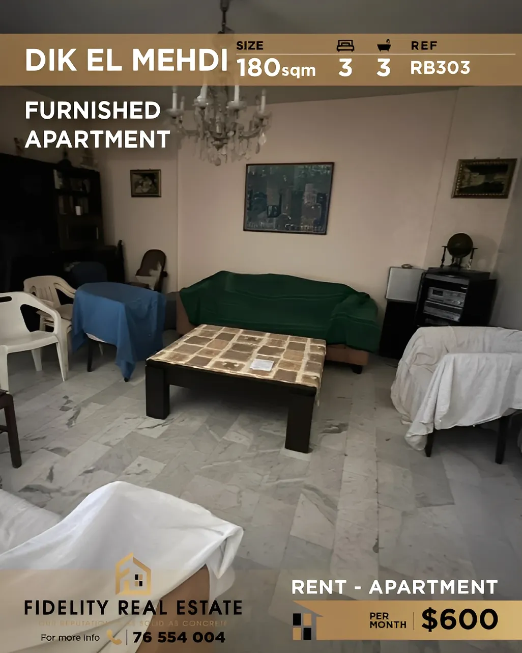 Apartment for Rent in Dik El Mehdi, Lebanon - 3 bed, 3 bath