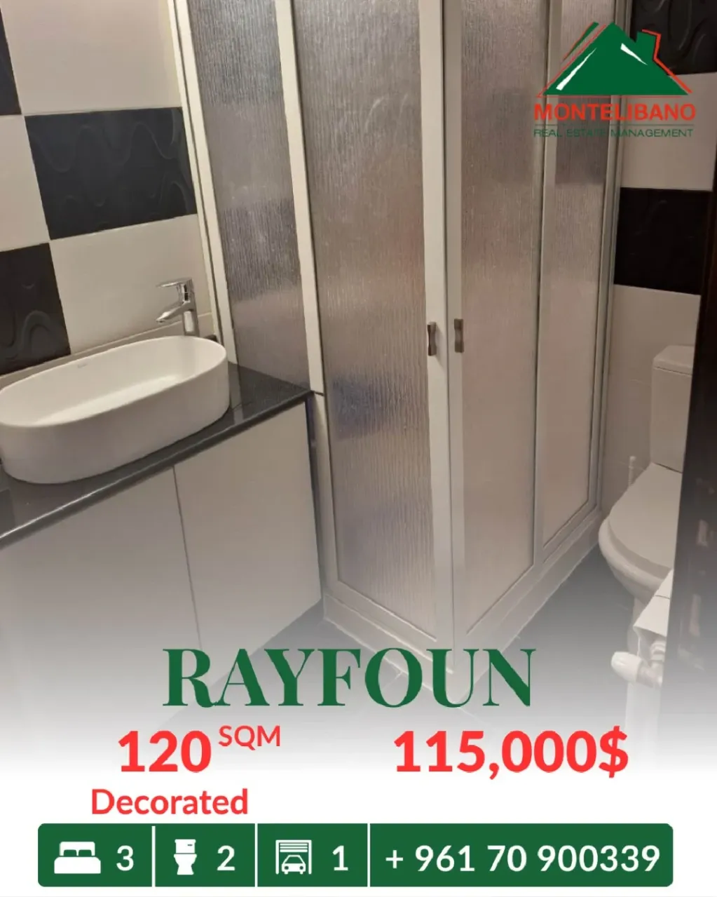 Apartment for sale in Rayfoun, Lebanon