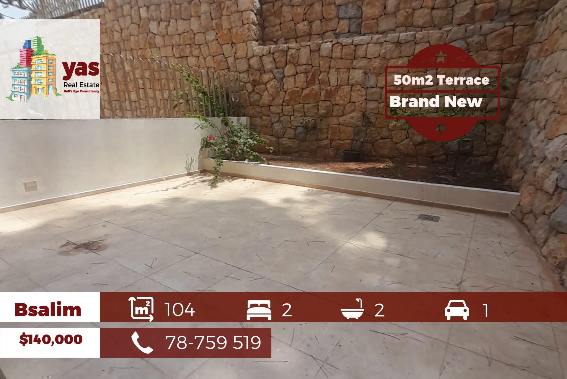 Apartment for Sale in Bsalim - 2 bed, 2 bath