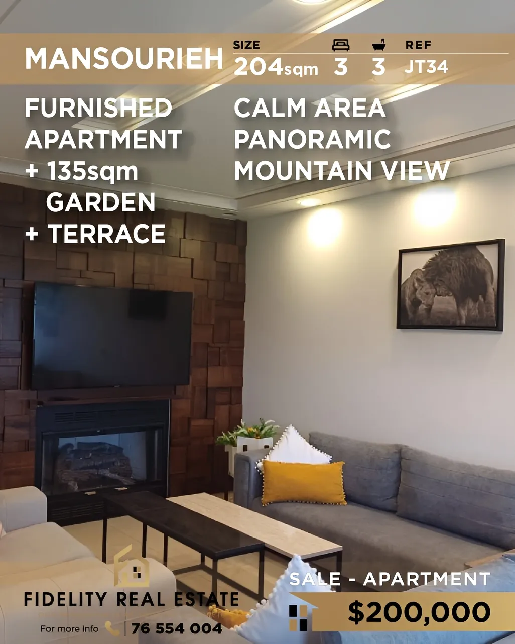 Apartment for sale in Mansourieh, Lebanon - 3 bed, 3 bath