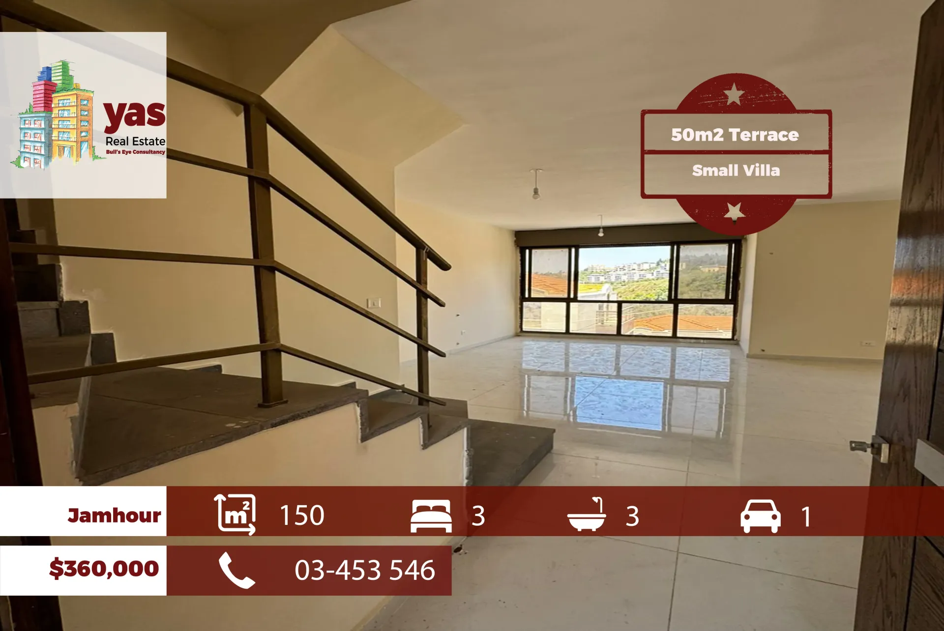 Villa for Sale in Jamhour - 3 bed, 3 bath