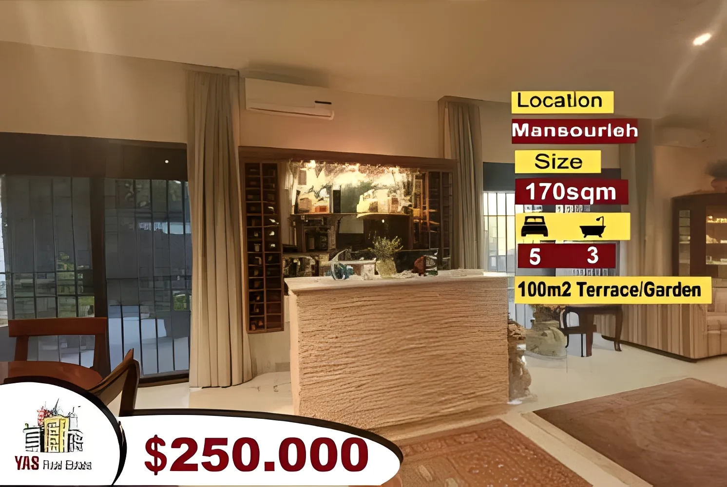 Apartment for Sale in Mansourieh - 3 bed, 3 bath