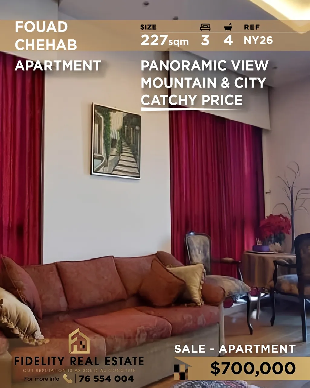 Apartment for sale in Fouad Chehab, Lebanon - 3 bed, 4 bath